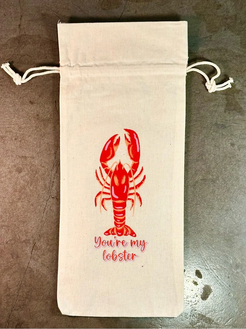 Canvas Drawstring Wine Bag - Youre Lobster Design